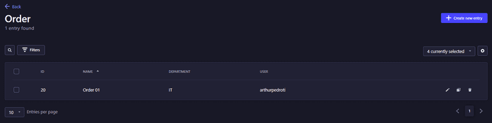 Order Content Type with a order with user