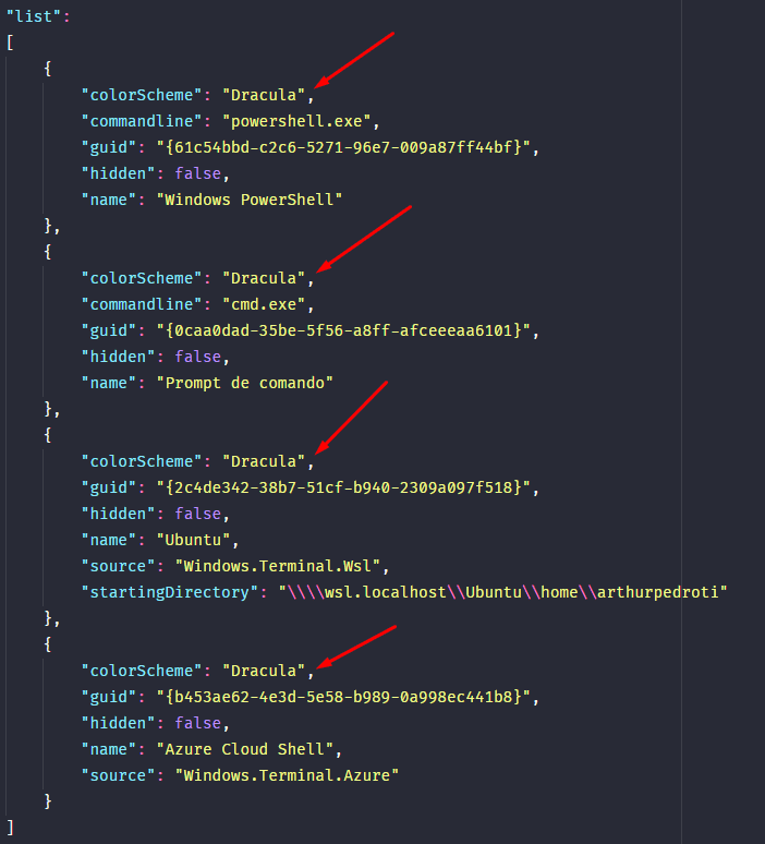 Configuração Scheme Windows Terminal