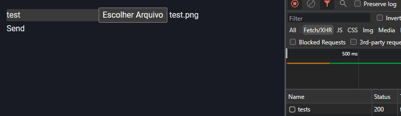 Enviando o formulário e mostrando o console log Enviando o formulário e mostrando o console log
