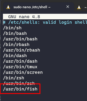 Terminal showing the last line included on the file Terminal showing the last line included on the file